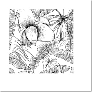 Seamless tropical pattern with banana palms Posters and Art